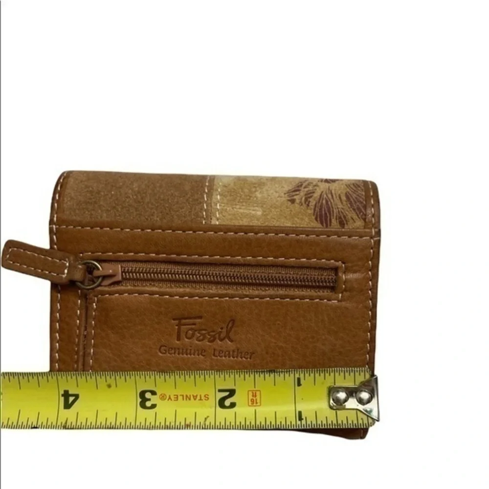 Fossil brown leather patchwork wallet